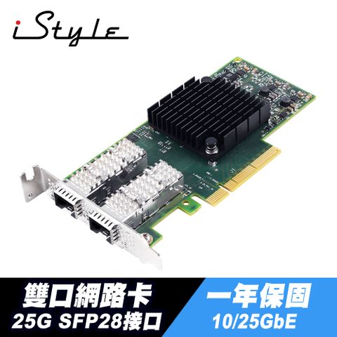 iStyle 25GbE 雙口光纖網路卡 SFP28 CX4121A 一年保
