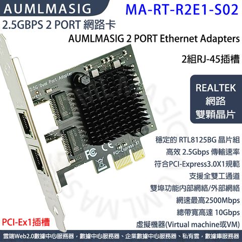 AUMLMASIG 2 PORT 2.5Gbps 網路卡RT-R2E1-S02 支援雙RJ45接口(S-LE8145F)