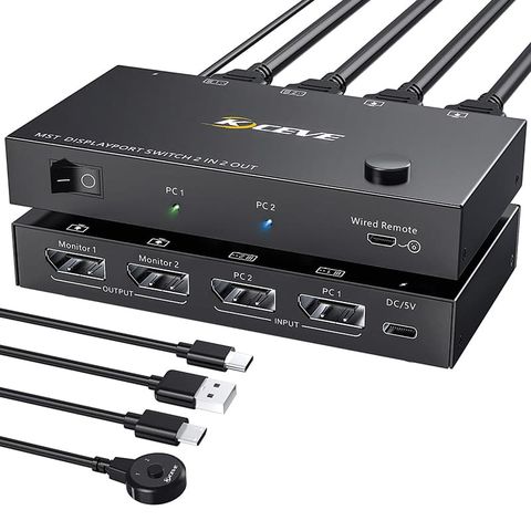 【易控王】2x2 二進二出DP MST切換器 4K@60Hz 雙螢幕輸出 (40-212-05)