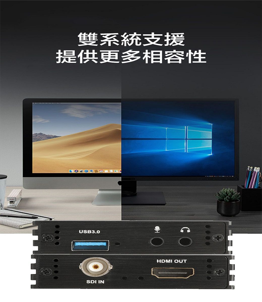 雙系統支援提供更多相容性USB3.0SDI INHDMI OUT