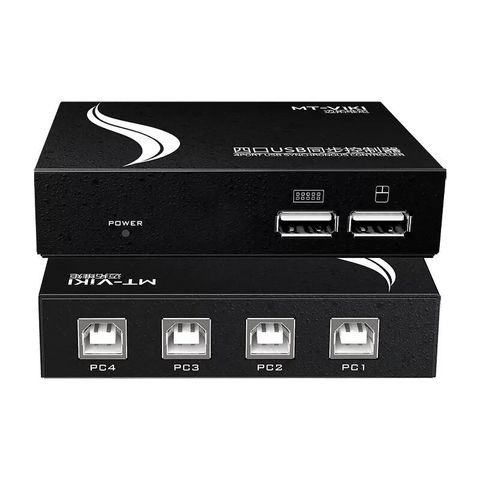 易控王 USB 4Port鍵盤滑鼠同步控制器 切換器 滑鼠穿越 工作室 多開遊戲刷怪打寶(40-121-05)
