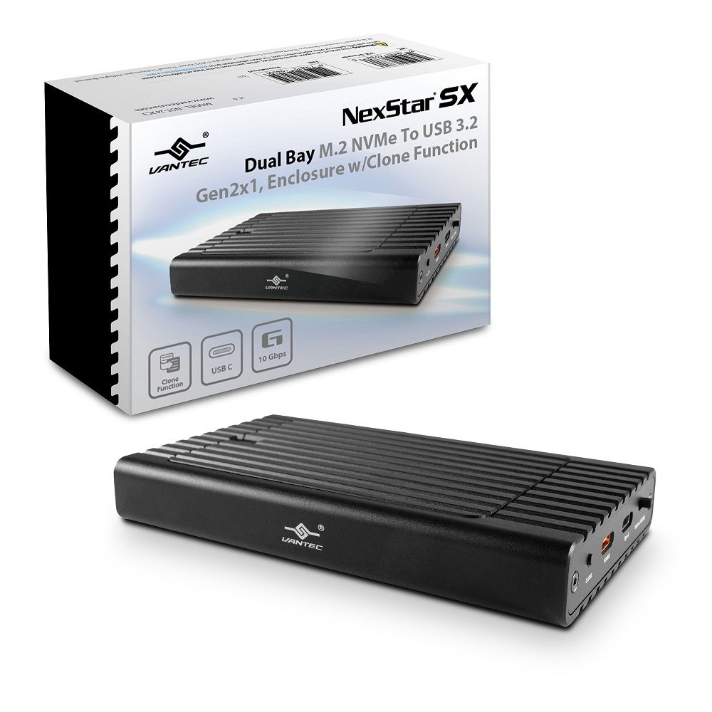 VANTEC 凡達克  NexStar SX 雙 M.2 NVMe SSD 轉 USB 3.2 Gen2x1 CLONE 外接盒(NST-242C3)