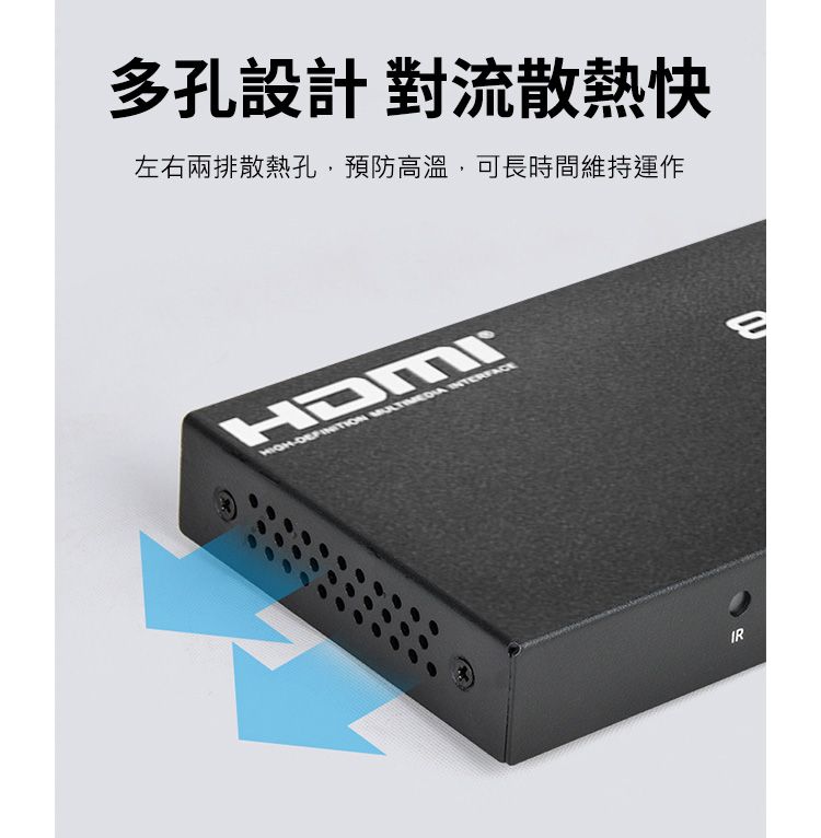 多孔設計 對流散熱快左右兩排散熱孔預防高溫,可長時間維持運作DEFINITION  IR