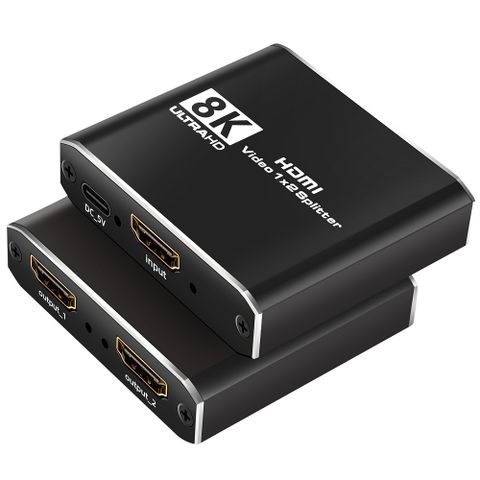 易控王 8K HDMI 1x2 一進二出分配器 一分二分配器 外接電源 (40-201-05)