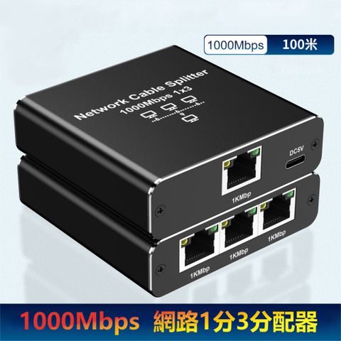 1KMbps網路線RJ45分配器1分3延長轉接器