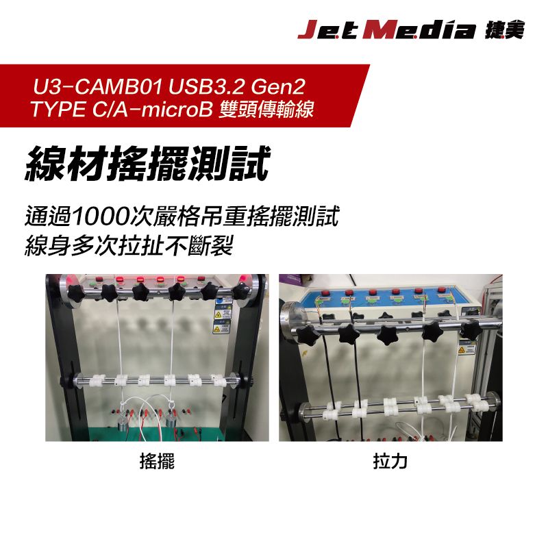 JetMedia 捷美 雙頭Type-A To Type A/microB USB3.1 Gen2 高速傳輸線 30公分10Gbps