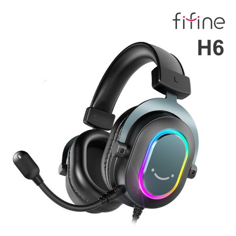 RGB燈效FIFINE H6 7.1聲道RGB耳罩式電競耳機