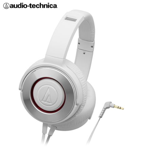 audio-technica 鐵三角 撼動重低音 ATH-WS550 密閉式動圈型 易攜帶耳罩式耳機-銀白