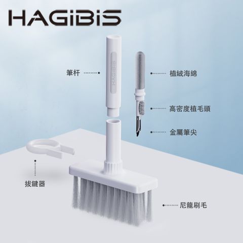 HAGiBiS 海備思 多功能鍵盤耳機清潔組(白灰色)CB01-GY