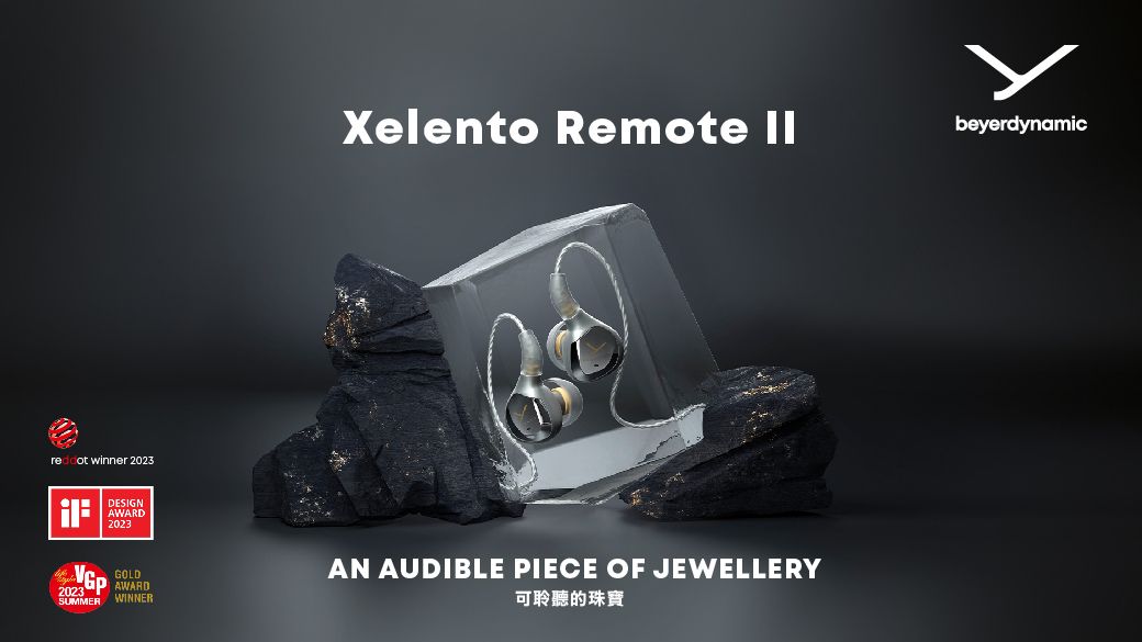 reddot winner 2023DESIGNAWARD2023Xelento Remote beyerdynamicGOLD AWARD2023SUMMER WINNERAN AUDIBLE PIECE OF JEWELLERY可聆聽的珠寶