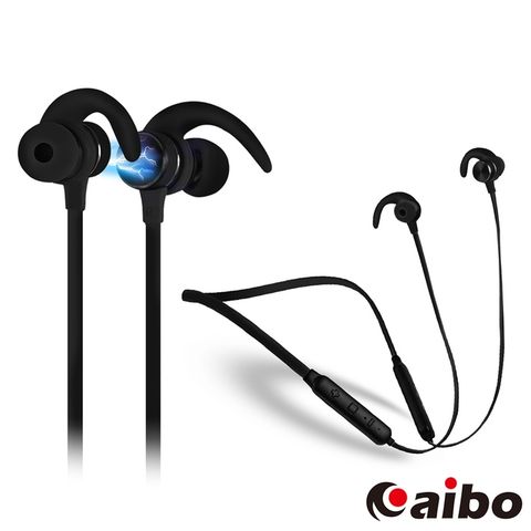 aibo BTU83 磁吸頸掛式 藍牙麥克風無線耳機-黑色