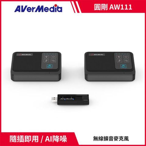 AverMedia 圓剛 AW111 5.8GHz 一對二無線收音麥克風組