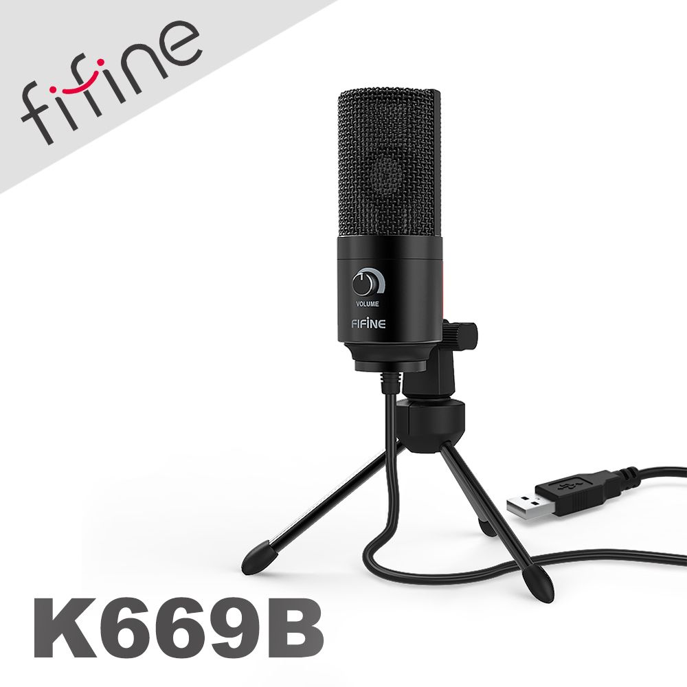 FIFINE  K669 USB心型指向電容式麥克風(黑)