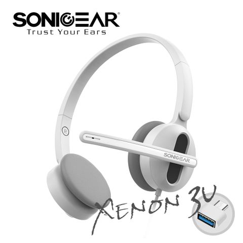 SonicGear Xenon 3U 粉彩輕巧雙模式有線耳機麥克風_WT白