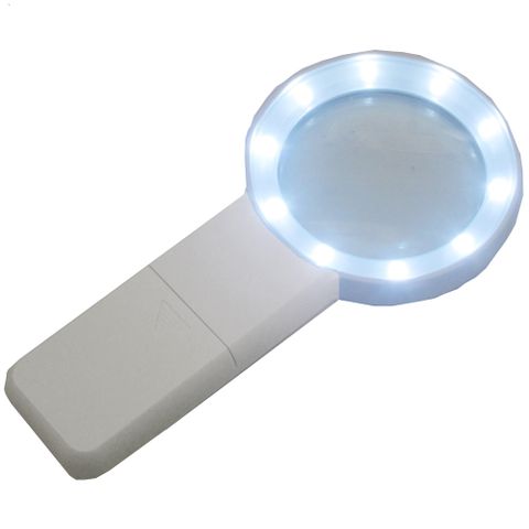 月陽 大型手持式10倍率10LED玻璃放大鏡老人閱讀燈手電筒(CD9988)