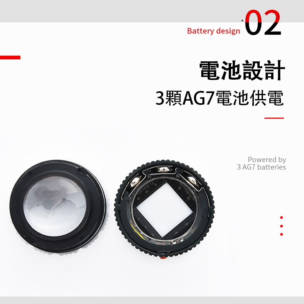 Battery design02電池設計3顆AG7電池供電Powered by3 AG7 batteries