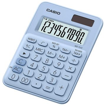 CASIO 卡西歐 10位元繽紛馬卡龍色迷你型計算機-蘇打藍 (MS-7UC-LB)