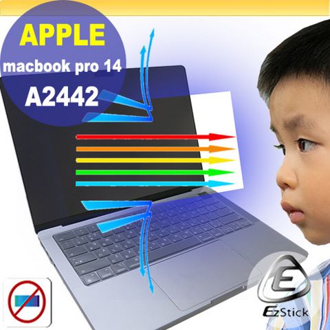 EZstick APPLE MacBook Pro 14 A2442 鏡面防藍光螢幕貼 抗藍光 (14吋寬)