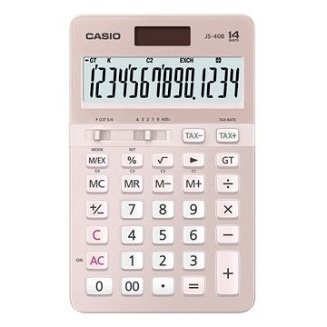 【CASIO】粉嫩櫻花色14位元商用桌上型計算機-(JS-40B-PK)