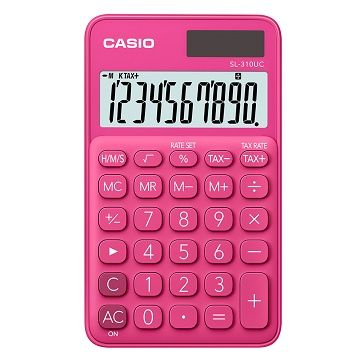 【CASIO 】10位元浪漫馬卡龍口袋型計算機-紅蜜桃 (SL-310UC-RD)