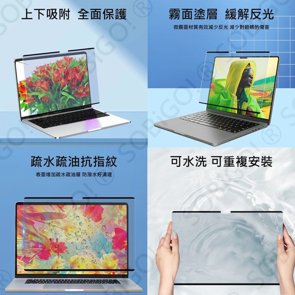 SOBiGO! MacBook磁吸抗藍光片 Pro 15吋(2016以後版本)