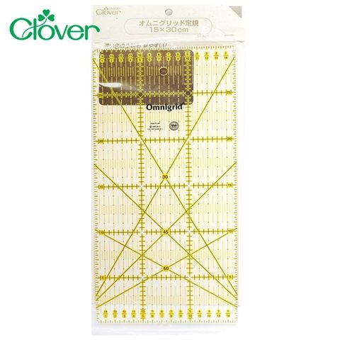 美國製日本Clover可樂牌雙色拼布尺15×30cm定規尺57-622洋裁平行線30°45°60°斜角分色線條尺