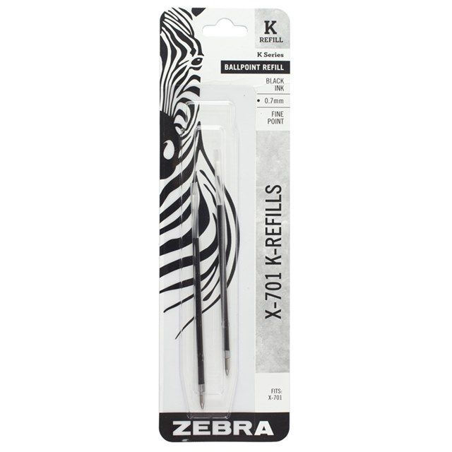 ZEBRA 斑馬牌 美版筆芯X-701筆芯2入組K REFILL(黑色油性,0.7 mm筆芯)原子筆芯原子筆筆芯圓珠筆筆蕊