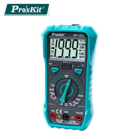 ProsKit 寶工 台灣Proskit 3 1/2數位電錶萬用電錶MT-1225三用電表(自動歸零;防雜訊干擾;可量溫度直流交流電壓電流電阻電晶體二極體三極管;雙保險絲;全檔位保護) 公司貨,享一年保固