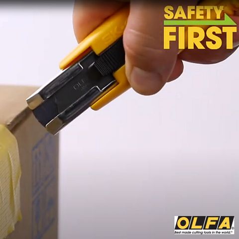 日本OLFA安全工作刀安全美工刀SK-4/24開箱工具刀(自動收回刀片)倉庫作業刀安全刀
