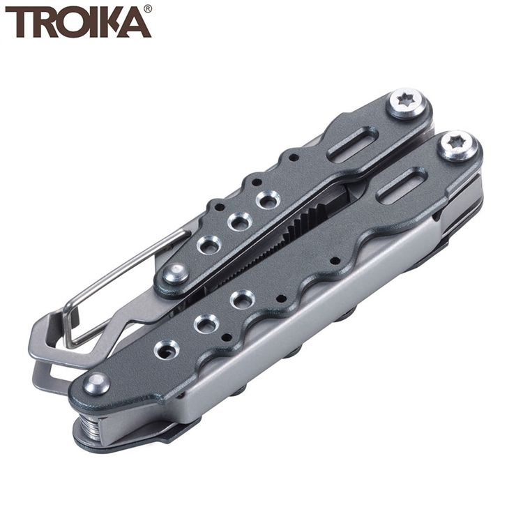 TROIKA 梅森巴赫 德國輕旅行7合1多功能迷你工具KTL08/GY(不銹鋼;多用途:夾鉗小刀開罐器起子剪刀鑰匙圈鉤登山扣