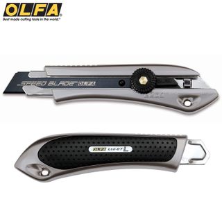 日本OLFA極致特専黑刃大型美工刀LTD-L-LFB銀色(手輪鎖;18mm刀片;防滑橡膠)切割刀