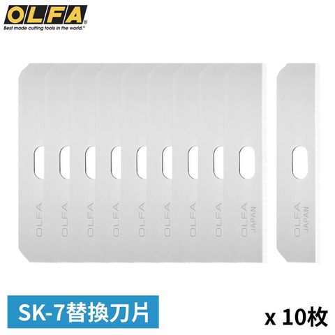 日本OLFA安全工作刀刀片替刃SKB-7/10B(10入;高碳鋼;刃厚0.4mm)適右左手皆適的開箱用的SK-7