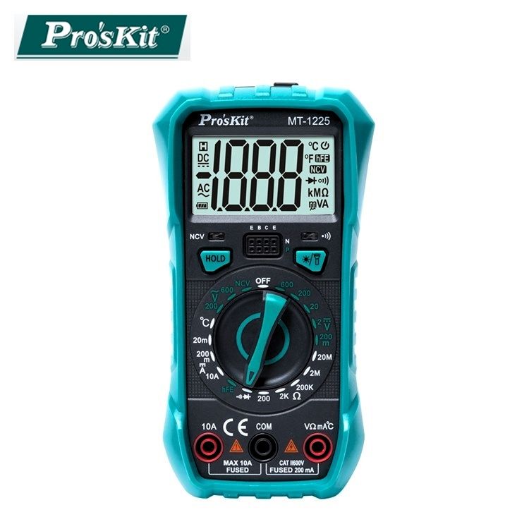 ProsKit 寶工 台灣Proskit 3 1/2數位電錶萬用電錶MT-1225三用電表(自動歸零;防雜訊干擾;可量溫度直流交流電壓電流電阻電晶體二極體三極管;雙保險絲;全檔位保護) 公司貨,享一年保固