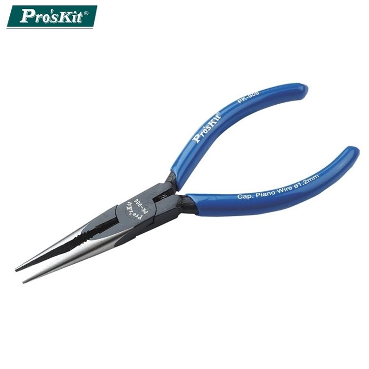 ProsKit 寶工 台灣ProsKit SAE6140特殊鉻釩鋼鍛造鉻釩鋼尖嘴鉗8PK-906A(全長140mm;尖端有細粗牙)剋鋼長嘴鉗電子長鼻鉗迷你電工克鋼細嘴多功能鋼絲克星染黑尖頭修口鉗