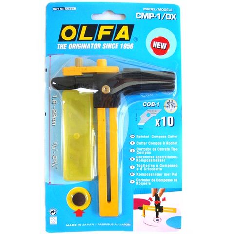 日本OLFA豪華版切圓器割圓器CMP-1/DX(直徑1.6-22公分圓型;附針頭墊片)切割刀切圓形刀具circle cutter