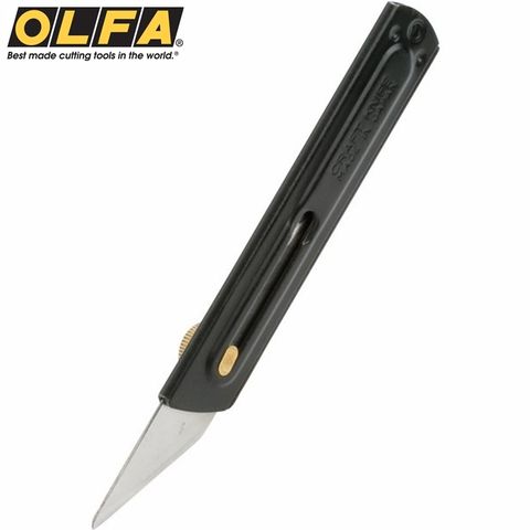 日本OLFA工藝刀削木刀尖尾刀CK-1切割刀(金屬握把;雙向刀刃厚1mm可重複打磨使用;附繫繩孔)嫁接刀木雕刀切削刀
