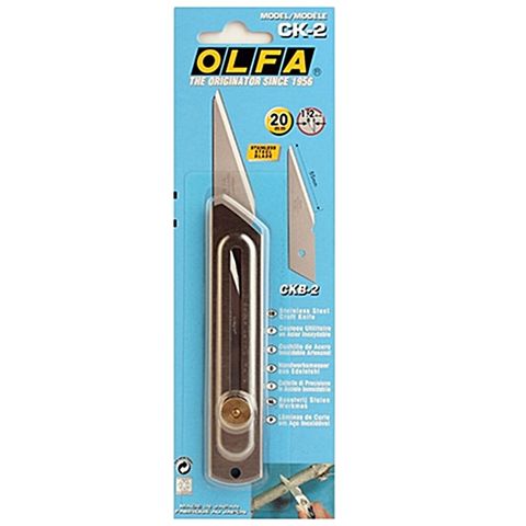 OLFA 日本重型雙向刃厚1.2mm工藝刀嫁接刀CK-2尖尾刀木雕刻刀SUS420J2不鏽鋼刀工具刀切割刀Craft工作刀Knife