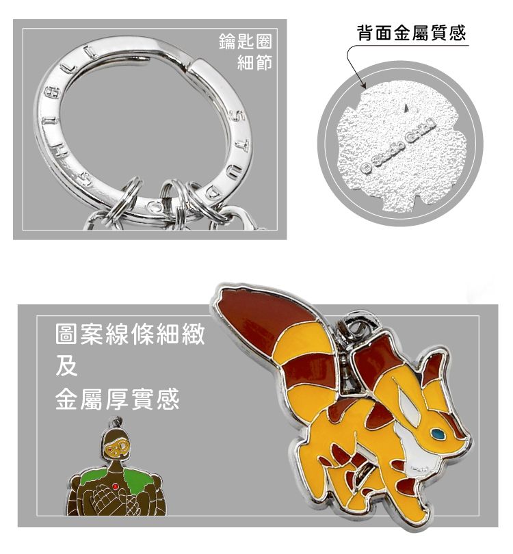 日本Seisen清泉株式會社天空之城吊飾金屬3環鑰匙圈環JH-23(可分開吊飾:機器人兵/狐松鼠/飛行石)吉卜力宮崎駿天空城