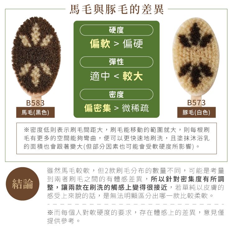 MARNA 日本製天然豚毛馬毛檜木柄洗澡沐浴刷B573長軟毛洗澡刷(長31cm;曲柄;可拆式)搓背刷背搓澡刷ろへごょェと
