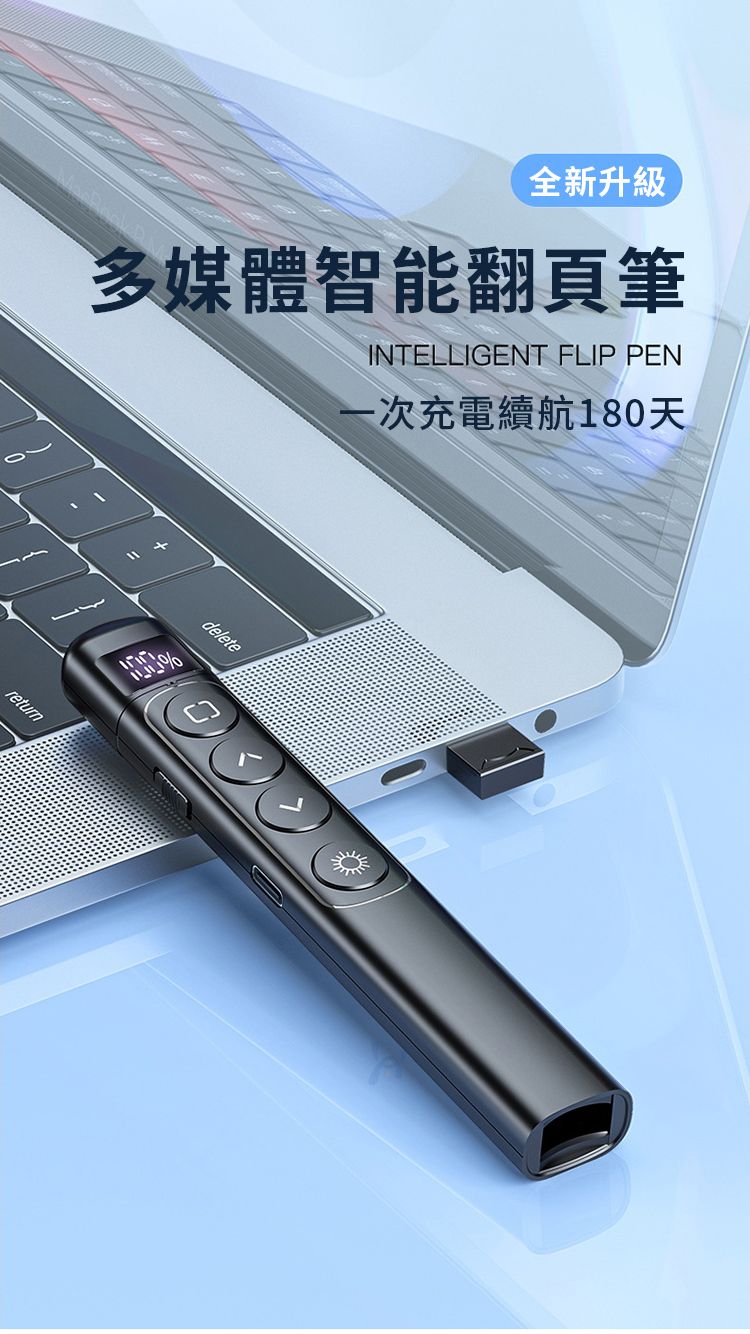 全新升級多媒體智能翻頁筆INTELLIGENT FLIP PEN一次充電續航180天returndelete