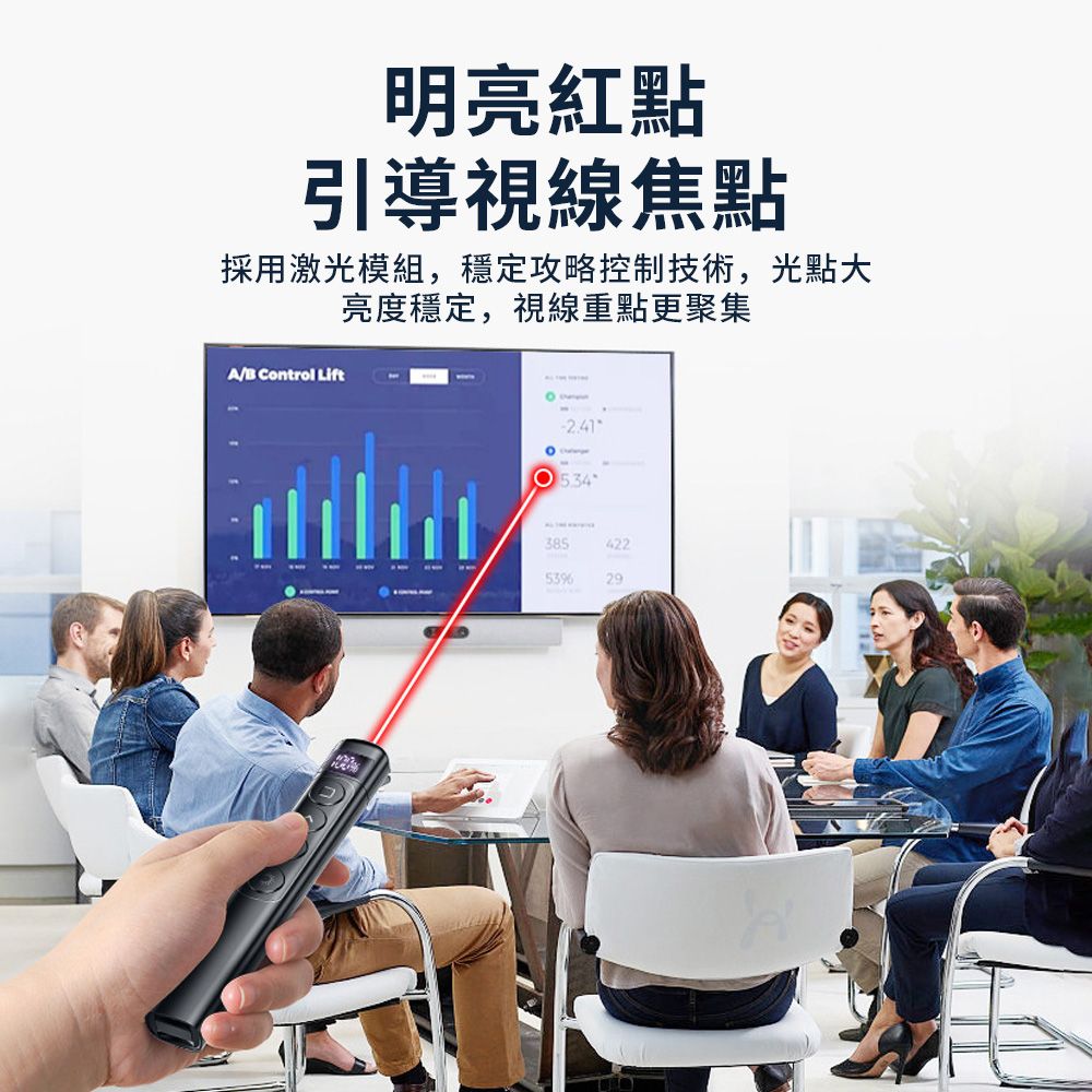 YUNMI S5 USB充電智能數顯簡報筆 PPT翻頁筆 會議筆 雷射筆 PPT遙控筆 講課筆（相容多系統）
