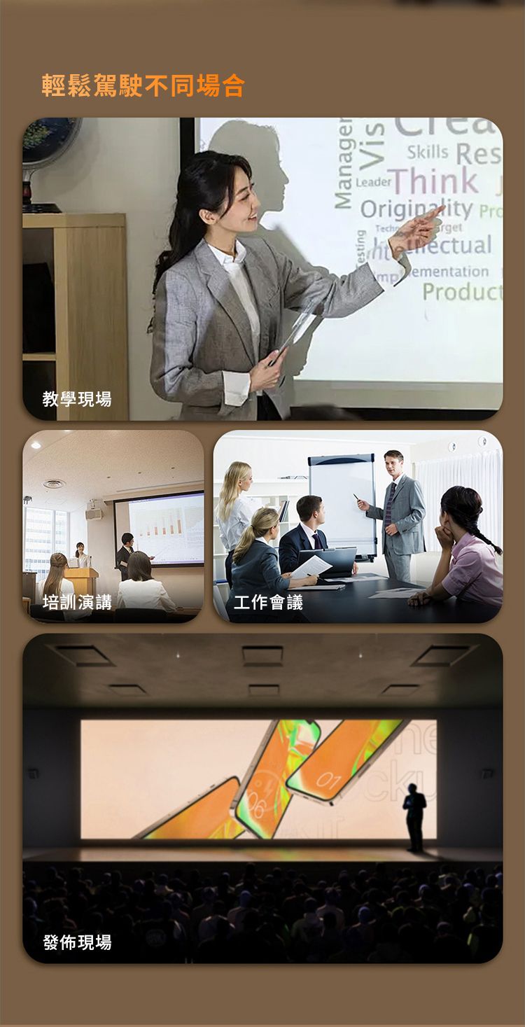 輕鬆駕駛不同場合教學現場培訓演講工作會議發佈現場ManagerVisSkills ResLeaderThink TechrgetmpementationProduct