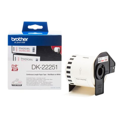 BROTHER 兄弟牌 DK-22251 / DK22251 62mm 白底,紅黑雙色 連續型 標籤帶 五捲入