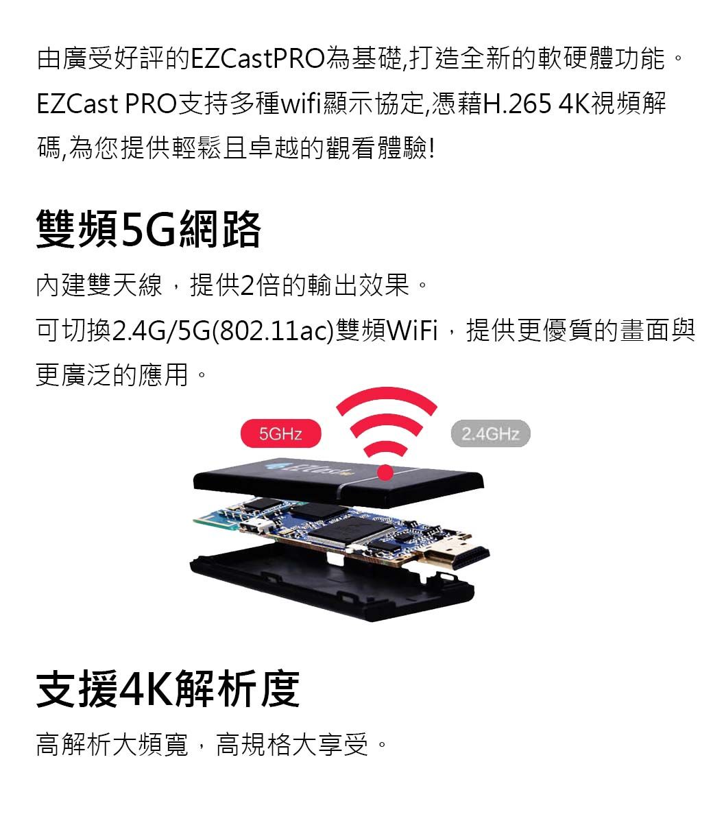 EZCast】Pro 4K無線投影傳輸棒- PChome 24h購物