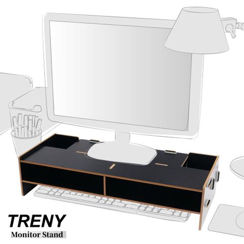 TRENY 加厚基本-電腦螢幕增高架-黑