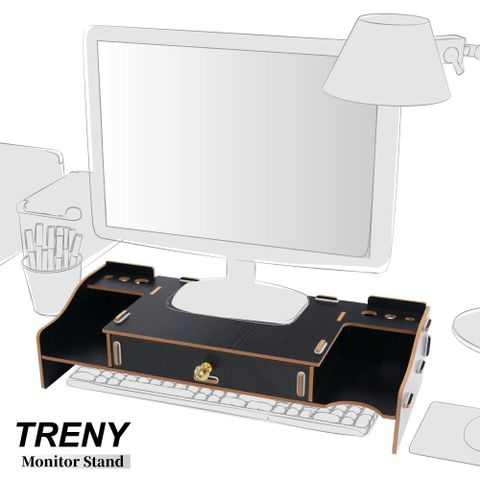 TRENY 加厚【大抽】-電腦螢幕增高架-黑