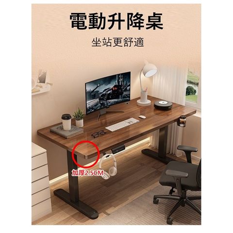 MGSHOP 電動升降桌120CM 電腦桌 辦公桌 書桌 兒童升降桌(E1實木顆粒板)桌板加厚2.5cm