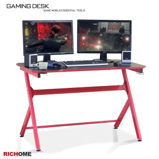 【RICHOME】WARRIOR電競玩家電腦桌-單層款(紅色)