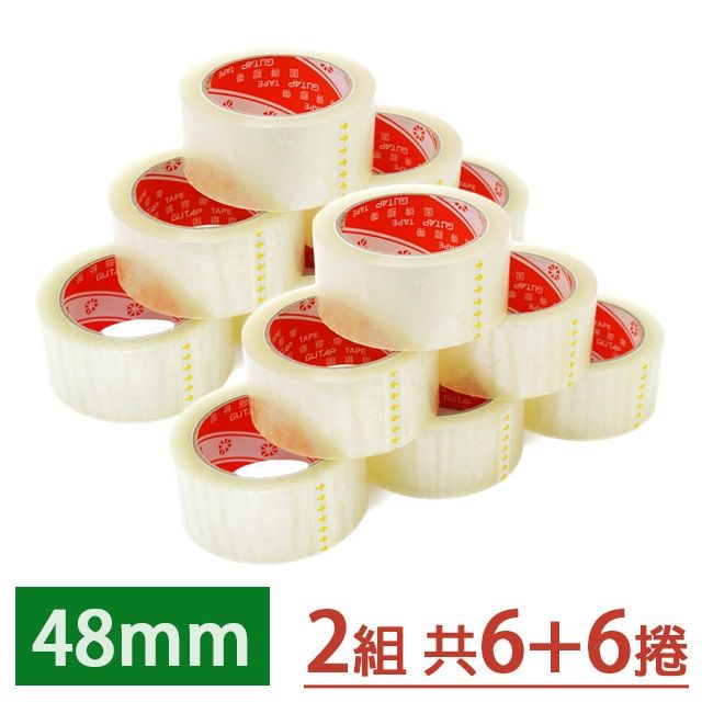 地球牌  橘固得透明封箱膠帶/OPP膠帶 48mm*80M (87碼yd)  6入/組(2組)