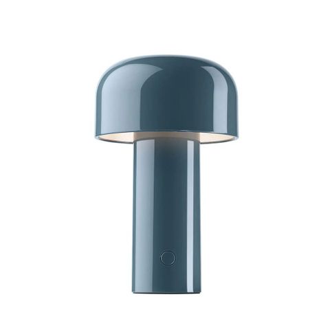 義大利 Flos Bellhop Battery Table Lamp 12.5xH21cm 現代小蘑菇 摩登造型 充電式 桌燈亮面灰藍色